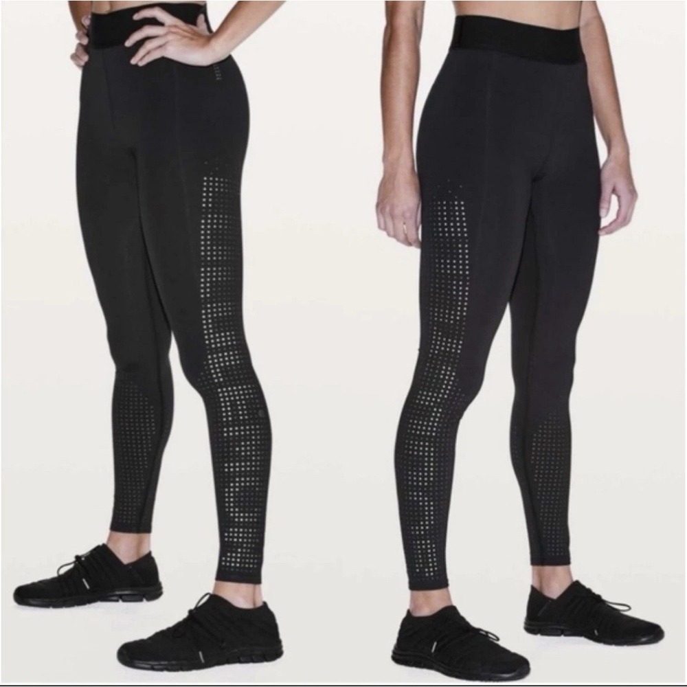 Lululemon X SoulCycle 6 Full-On Black Ride & Reflect Tight Size 8 laser-cut
